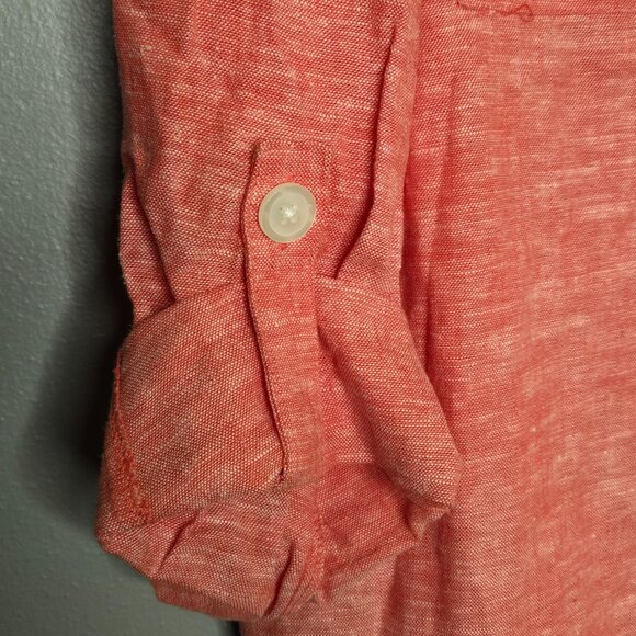 NWT Jones New York Women's Scarlet Apple Button-Down Shirt L Linen Blend - Picture 3 of 7